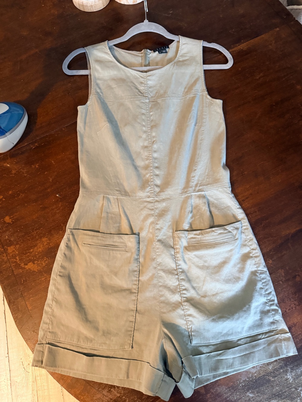 Theory Utilitarian Romper Olive Green Cargo Pocket sz 00